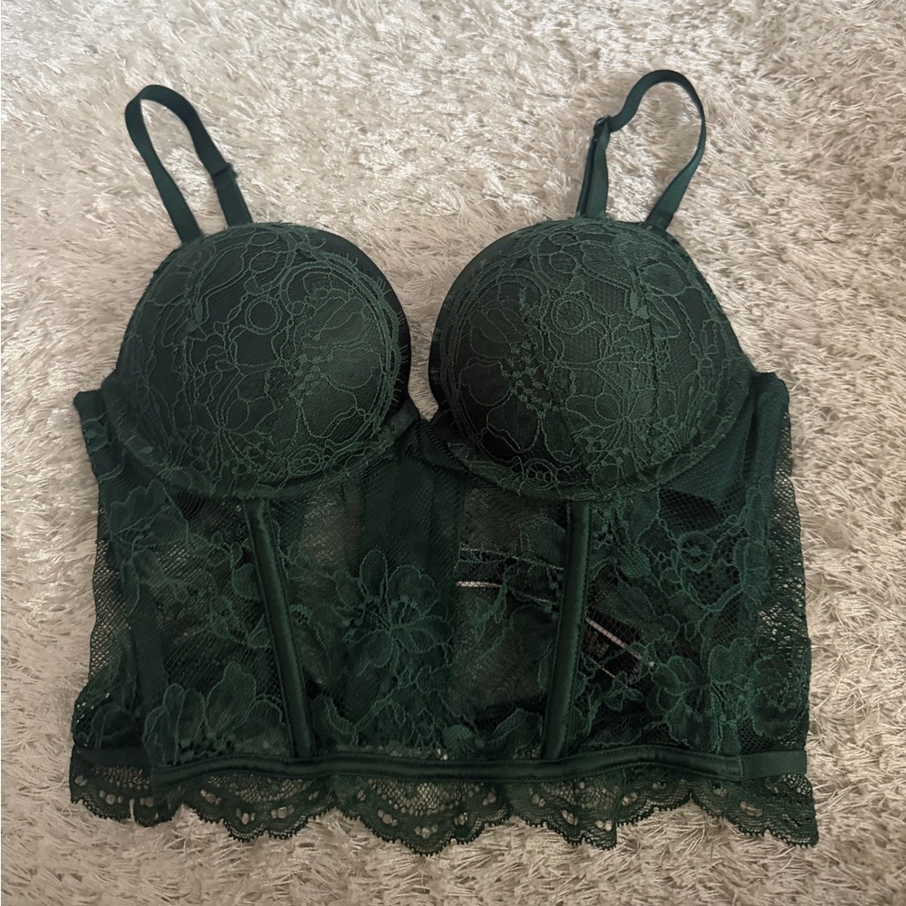 Victoria's Secret Dark Green Lace Bra